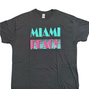 Miami Beach Black Graphic T-Shirt